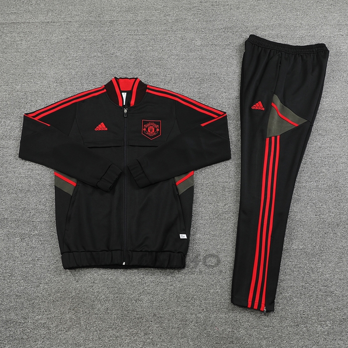 Tuta da Track di Giacca Manchester United 2022-2023 Nero e Rosso